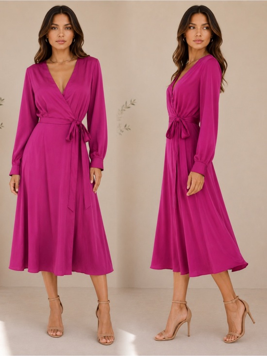 Forever 21 Dresses & Skirts - Forever 21 Magenta Wrap Midi Dress